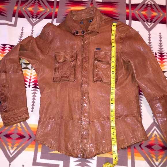 Diesel Leather Brown Western Men Shirt Jacket Sz S - Picture 6 of 8